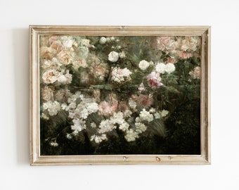 Vintage Rose Garden Oil Painting | French Cottage Floral Art (Printable)