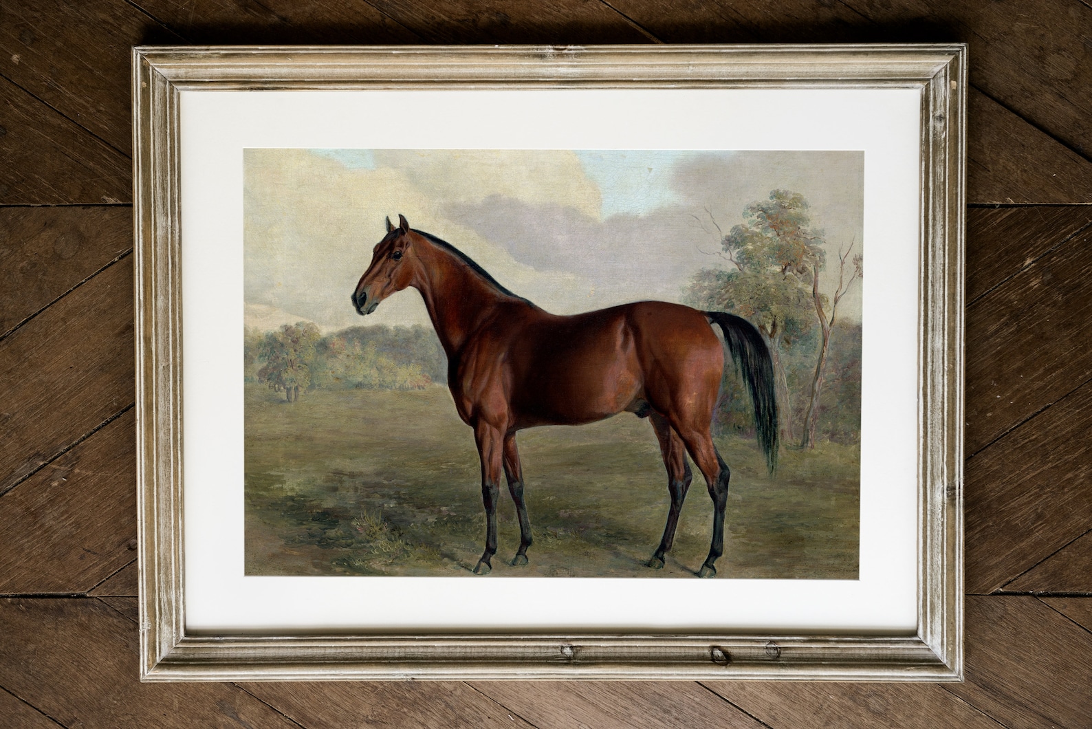 Vintage Horse Print | Antique Horse Oil Painting | Standing Brown Horse ...