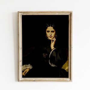 Stimmungsvolle Vintage Frau Portrait Malerei | Viktorianisches Zeitalter Wandkunst | Dark Academia Dekor | Dunkler Vintage Viktorianischer Digitaler Download | Druckbar