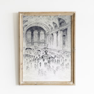 Vintage Grand Central Station New York sketch drawing / NY City poster / Antique Architecture Draw / Vintage Graphite Drawing / PRINTABLE