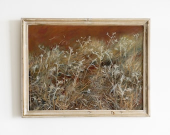 Vintage Autumn Thistle Landscape Painting | Warm Tone Print (Digital Download)
