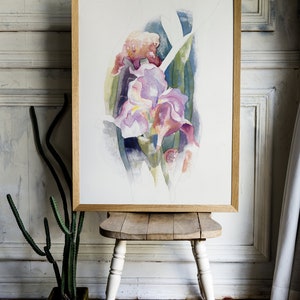 Abstract Purple Iris Flower Watercolor Vintage Botanical Print Flowers Wall Art Printable Instant Download image 3