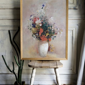 French Wall Decor Vintage Wildflower Vase Painting Modern Farmhouse Art Cottage Vibes Printable Vintage Wall Art Digital Download image 5