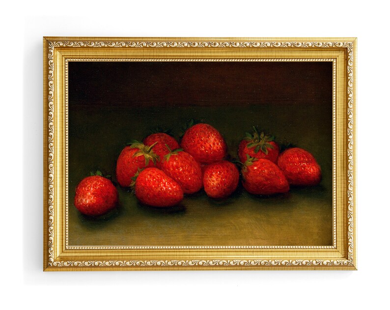 Vintage Strawberries Painting Printable Antique Kitchen Wall Decor Kitchen Printable Wall Art Vintage Still Life Digital Download image 3
