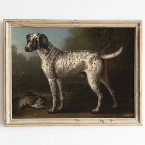 Vintage Hunting Dog Art Print / Hound Dog Oil Painting / Vintage Spotted Hound Portrait / Victorian Wall Art / Hunting Art / Printable