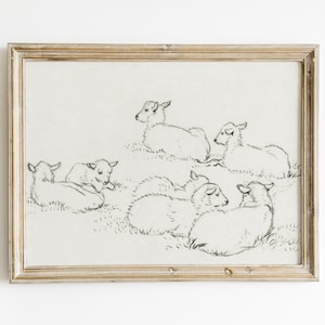 Vintage Sheep Sketch | Sheep Line Art | Pencil Sketch Drawing Sheep | Minimalist Wall Art | Abstract Sheep Sketch | Digital Download