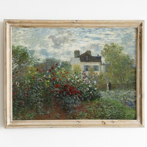 French Country Cottage Vintage Landscape Flower Garden Painting | French Antique Oil Painting | Farmhouse Painting | DIGITAL PRINTABLE Art