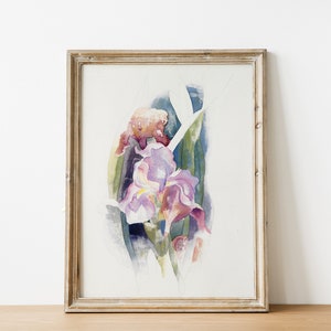 Abstract Purple Iris Flower Watercolor Vintage Botanical Print Flowers Wall Art Printable Instant Download image 5