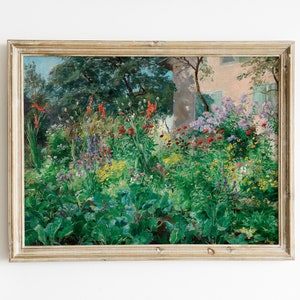 Farmhouse Garden Painting | French Cottage Vintage Country Landscape | Antique Oil Painting | Farmhouse Painting | DIGITAL PRINTABLE Art