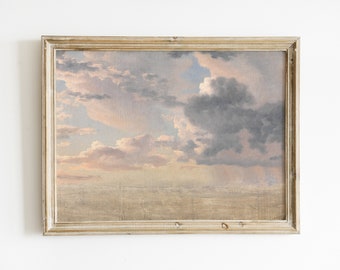 Vintage Art Cloud at Sunset Painting | Antique Cloud Sky | Cloud Print Art | Cloud Landscape | Clouds Oil Painting | Printable Art