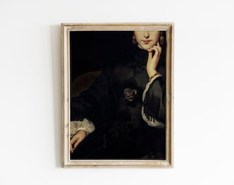 Victorian Woman Portrait | Moody Antique Painting, Dark Academia (Digital Download)