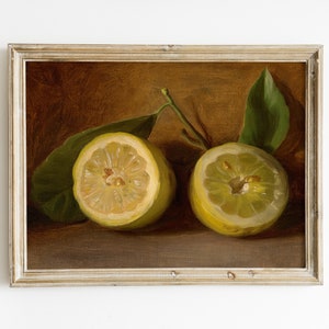 Vintage Lemon Painting Printable | Antique Kitchen Wall Decor | Kitchen Printable Wall Art| Vintage Lemon Still Life | Digital Download