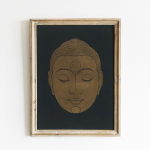 Vintage Head of Buddha | Spiritual Wall Art Print | Yoga Wall Decor | Vintage Buddha Art | Meditation Painting | Printable