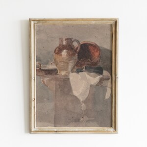 Vintage Küche Kunstdruck | Bauernhaus Stillleben Gemälde | Rustikales Küchendekor | Antikes Kunstwerk | DRUCKBARE Wandkunst