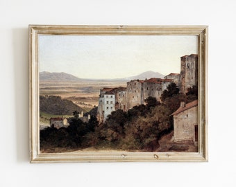 Italian Village Landscape Painting | Vintage Cityscape Art (Printable)