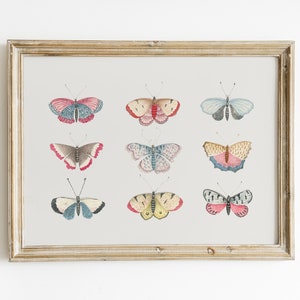 Vintage Monarchfalter Illustration Print | Boho Kunst für Mädchenzimmer und Kinderzimmer Dekor | Digital herunterladbare Wandkunst