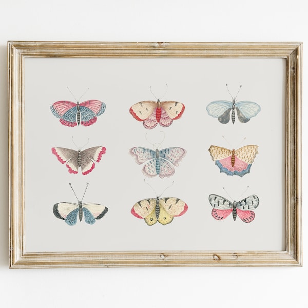 Vintage Monarch Butterfly Illustration Print | Boho Art for Girls' Room and Nursery Decor | Digital Downloadable Wall Art