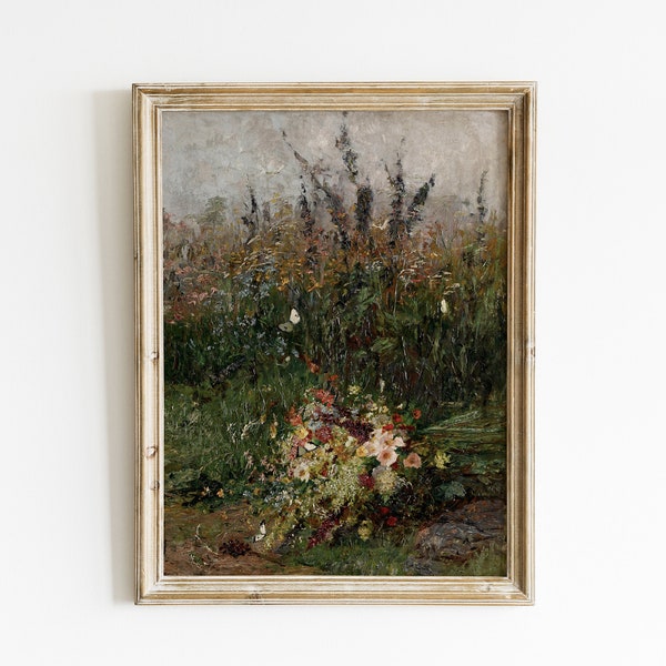 Wildflower Vintage Oil Painting | Flower Spring Meadow Art | Antique Flowers Prints | Nature Oil Painting | Digital And Printable Art