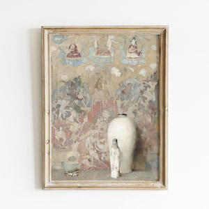 Tibet Still Life | Antique Buddhism  Tibetan Art | Tibetan Buddhist Vintage Painting | Yoga Meditation Buddha | Tibetan Buddhist Printable