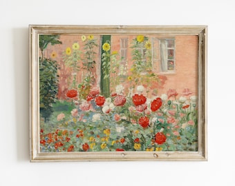 French Cottage Garden Painting | Vintage Farmhouse Art (Digital Printable)
