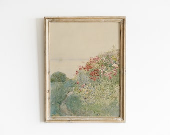 Vintage French Country Poppies Watercolor Painting | Printable Art