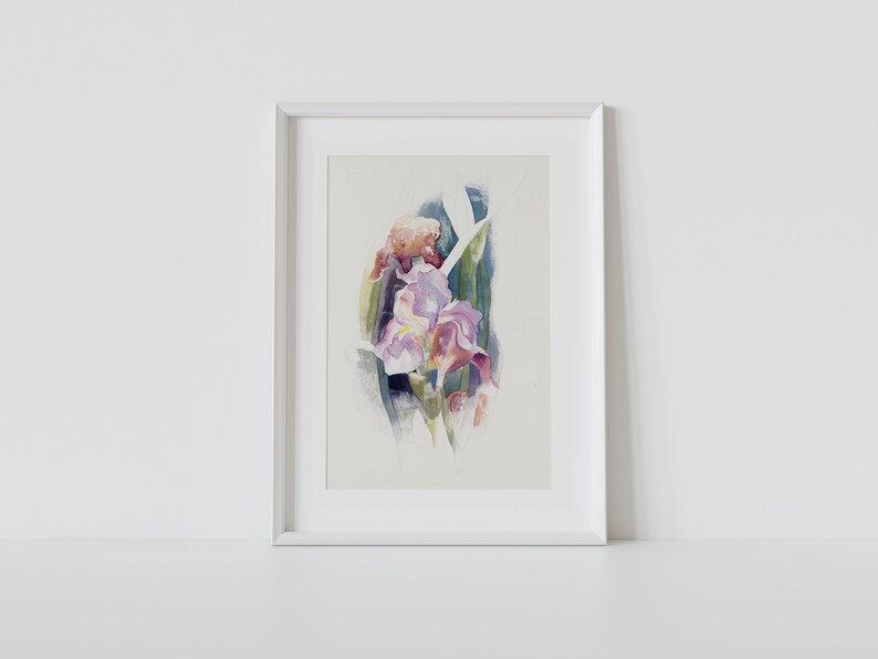 Abstract Purple Iris Flower Watercolor Vintage Botanical Print Flowers Wall Art Printable Instant Download image 2