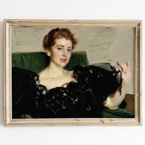 Vintage Portrait of a Beautiful Woman | Vintage Portrait of Redhead Victorian Lady | Oil Painting | Digital Download