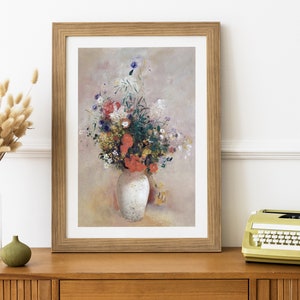 French Wall Decor Vintage Wildflower Vase Painting Modern Farmhouse Art Cottage Vibes Printable Vintage Wall Art Digital Download image 9