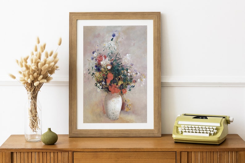 French Wall Decor Vintage Wildflower Vase Painting Modern Farmhouse Art Cottage Vibes Printable Vintage Wall Art Digital Download image 9