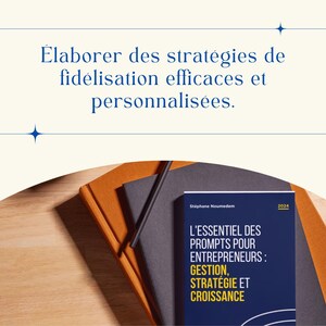 K&ouml;nnte beinhalten: Ein blaues Buch mit dem Titel "L'ESSENTIEL DES PROMPTS POUR ENTREPRENEURS: GESTION, STRAT&Eacute;GIE ET CROISSANCE" und dem Jahr 2024 auf dem Cover. Das Buch liegt auf zwei weiteren B&uuml;chern, einem orangenen und einem schwarzen.