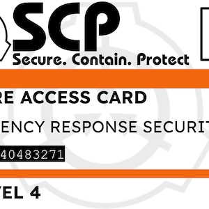Cartão de acesso seguro de segurança de resposta a emergências SCP nível 4