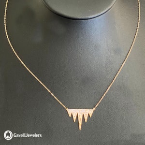 14k Rose Gold 0.44ct Genuine Diamonds Necklace Inverted Mountains Pendant