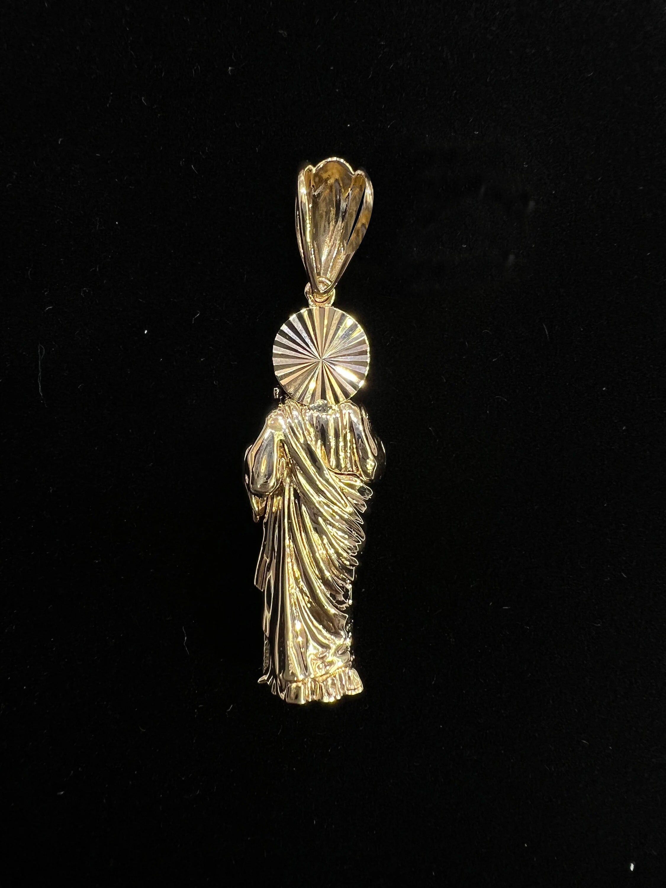 Pendentif Breloque Saint Jude En Or 14 Carats Tri-couleur Avec Zircone Cubique - 2,2 G - Neuf