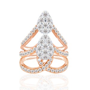 18k Rose Gold Double Teardrop Diamond Ring - 1.93ct Statement Ring