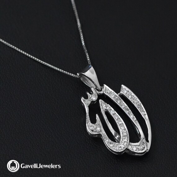 White gold 2024 allah necklace