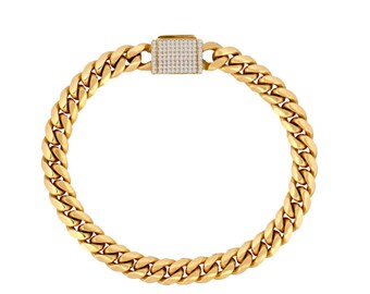 1.00ct Diamond Cuban Link Bracelet 14k Yellow Gold 8mm 8&quot; 41.70g