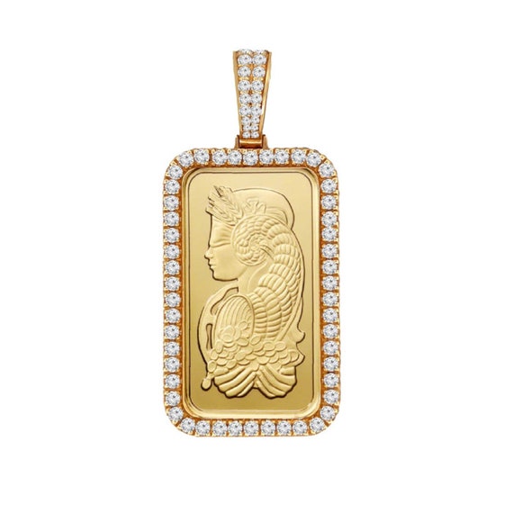 100g Pamp Suisse Bar Lady Fortuna Diamond Pendant 7.15ct Custom