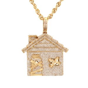 1.80ct Trap House Style 10k Yellow Gold Diamond Pendant