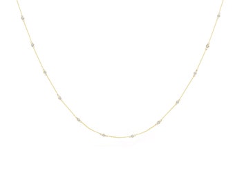 By the Yard Diamond Necklace Dainty 14k Yellow Gold Thin Stackable Unique, Perfect Gift Ideas, All Occasions, Mother's Day, Holidays