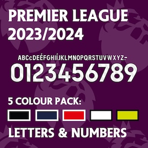 Nome e números da camisa da Premier League 23/24, SVG/PNG/EPS. 2023/2024