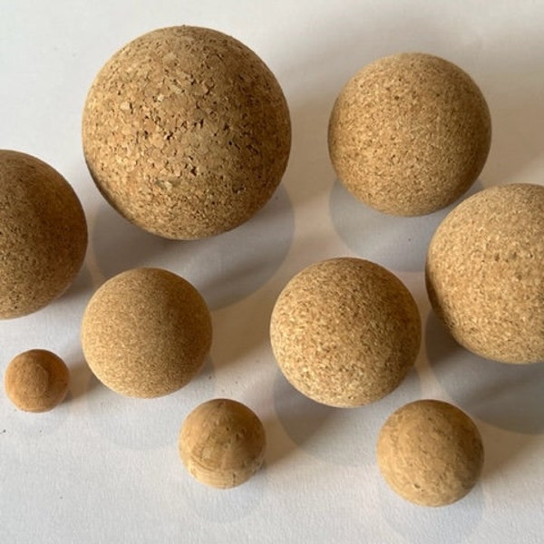 Cork Balls from 16mm to 70mm Fine Filled Yoga, Pilates, Fitness, Workout, Massage and for Jars and Decanters. Made in Portugal