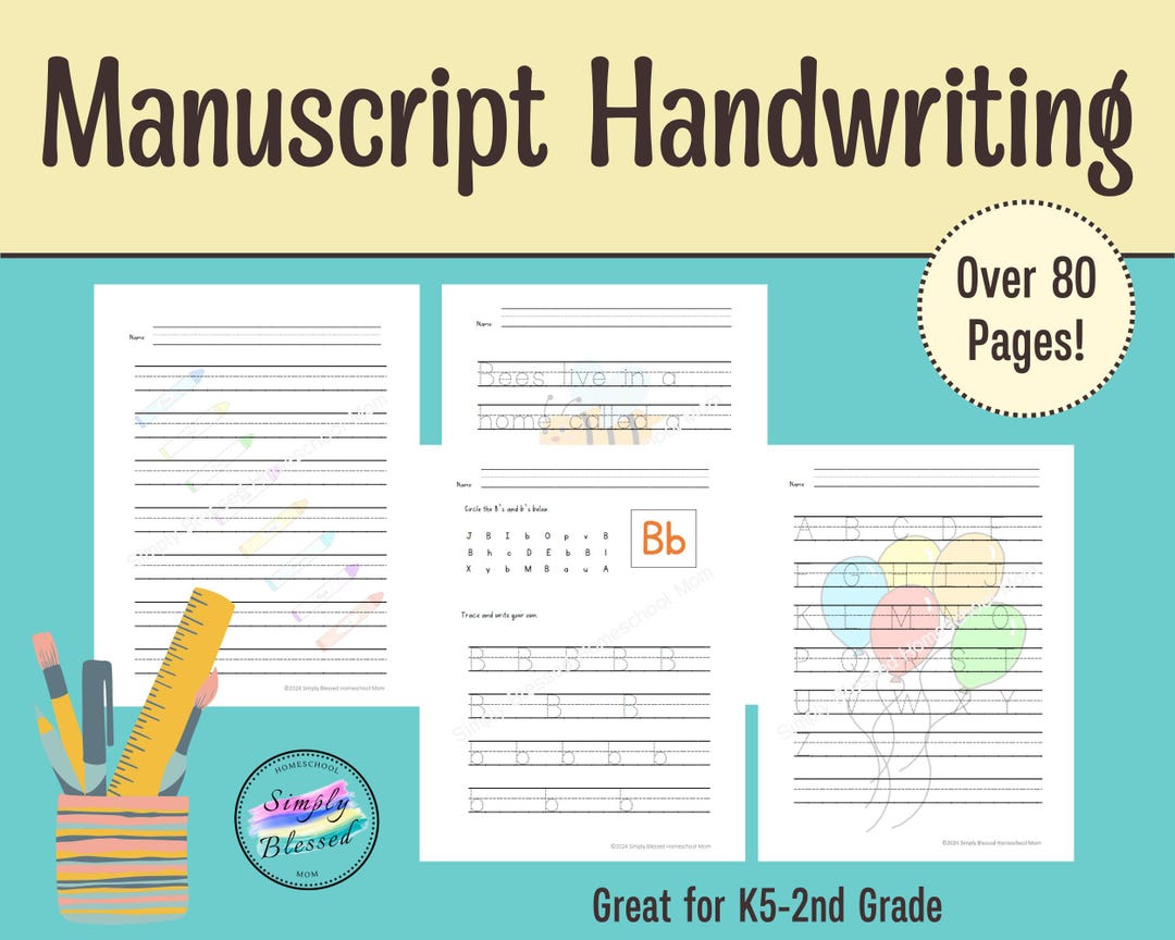 Monoscript K Manuscript Handwriting K5-2nd Grade, Copywork, Alphabet, Tracing ...