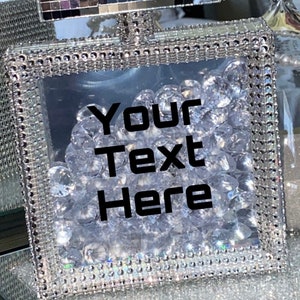 Customizable Glam Perfume Bottle Shadow Box with Mirror Tile, Crystal Gems. Comes With or Without Fairy Lights. Can Be Personalized