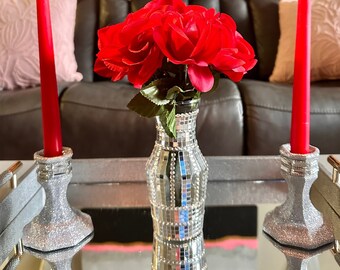 Glam Vase & Candle Holder Set | Glam Home Decor | Bling Home Decor | Wedding Decor | Birthday Party Decor | Livingroom Table Centerpiece