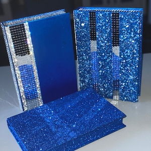 Luxury Book Stack with Sparkly Glitter, Rhinestones & Crushed Glass | Staging Books |Home Decor Books | Office Shelf Decor | Book Stacks