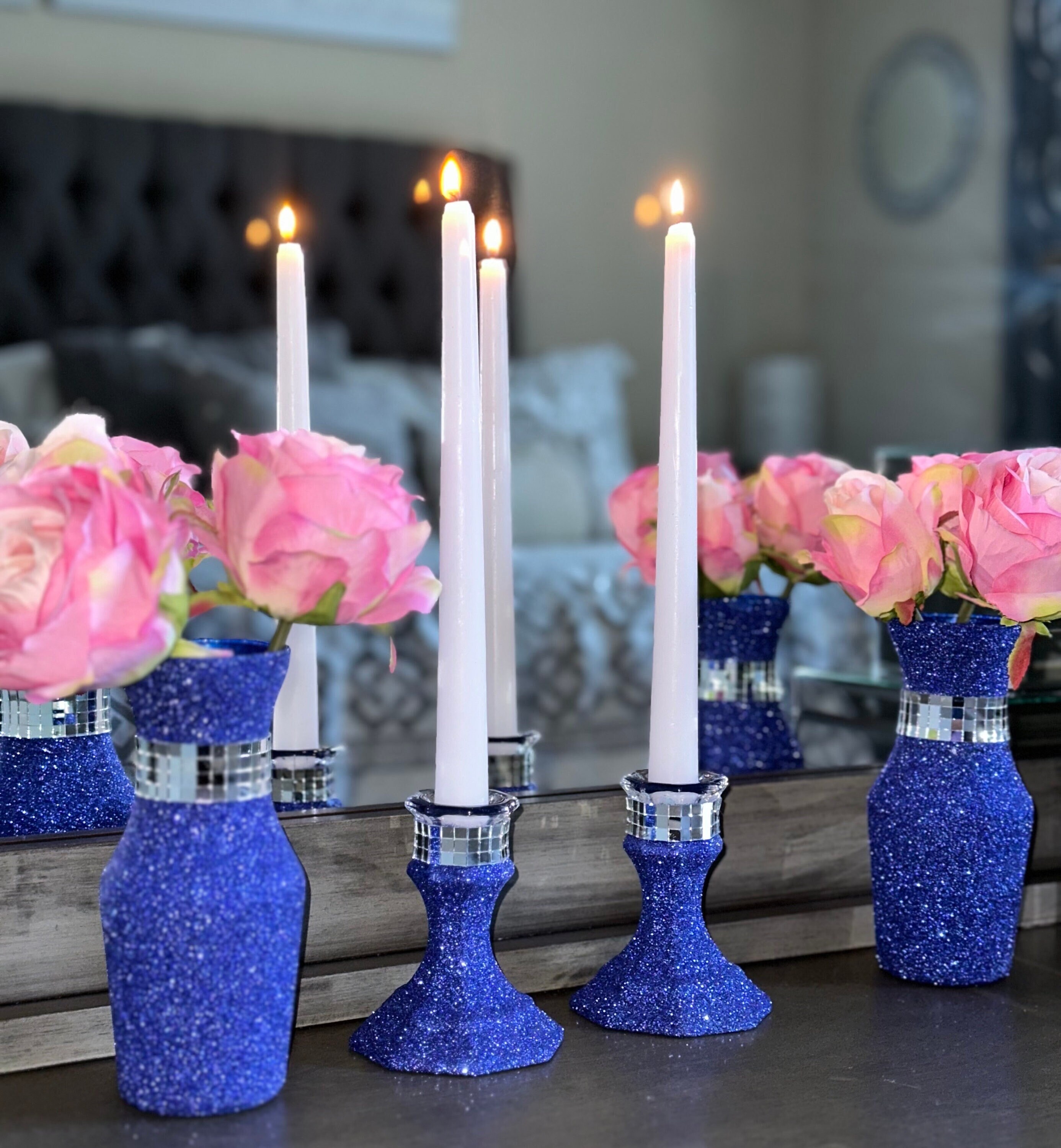 Candle Holders | Glam Home Decor | Bling Home Decor | Glass Candle Holder |Tapered Candle Holder | Glam Decor | Glitter Home Decor