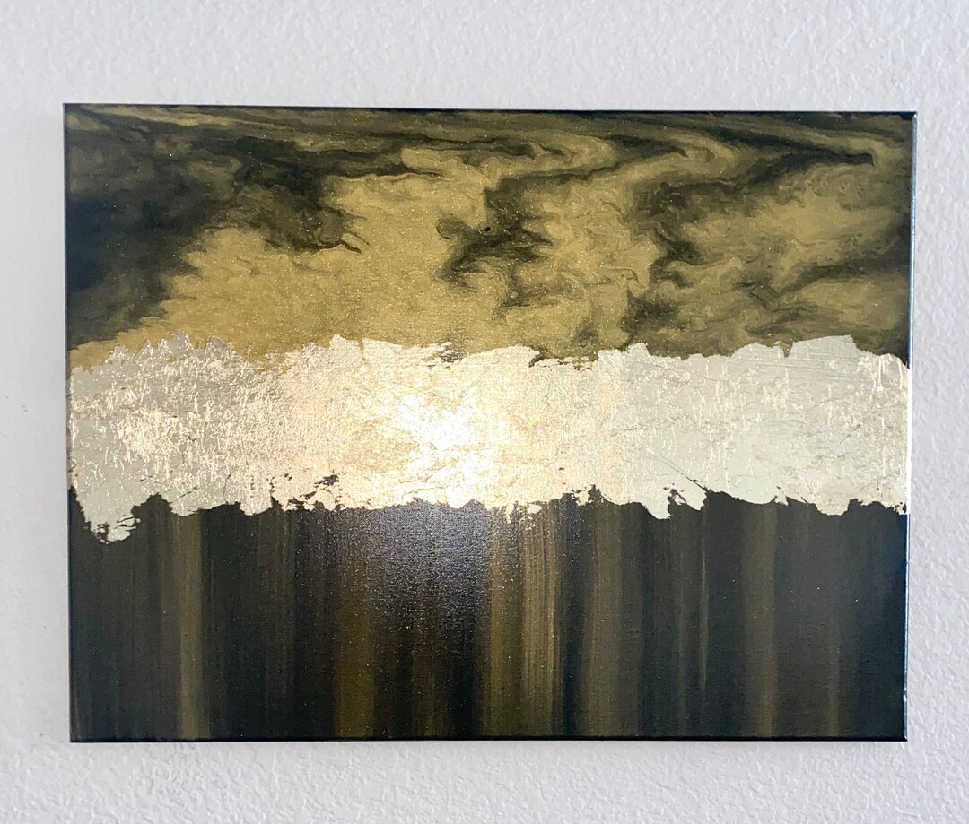 Gold Leaf Abstract Painting: Black and Gold Modern Wall Art - Etsy