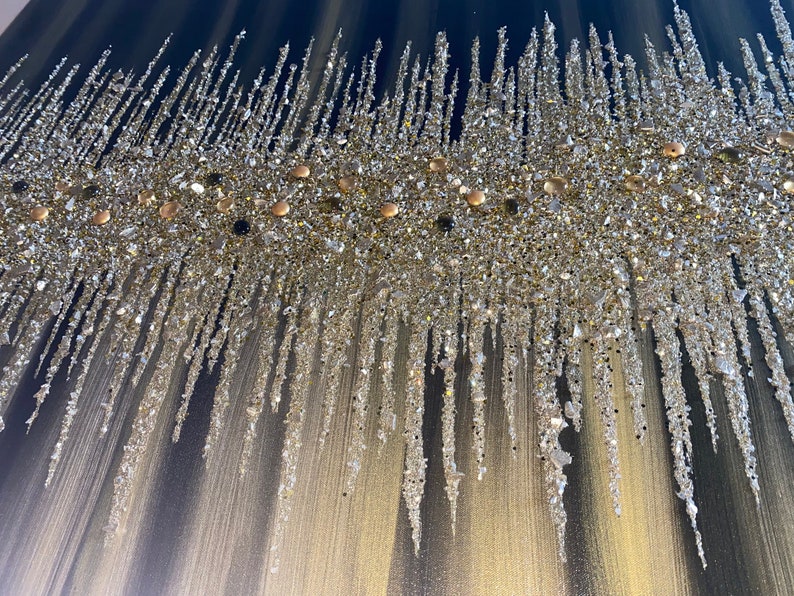 Glitter Wall Art Black & Gold Glam Wall Decor Luxury Wall Art Etsy