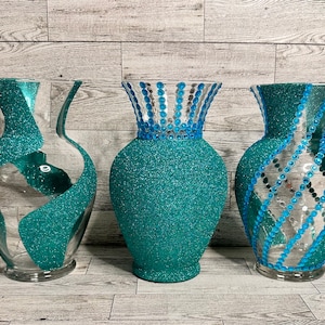 Many Colors Available, Glam Vases with Glitter, Flower Rhinestones, Coffee Table Decor, Living-room Decor, Housewarming Gift