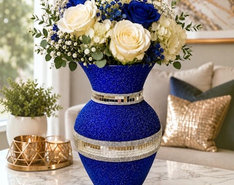 Glitter Mosaic Vase: Rhinestone Diamond Glam Decor